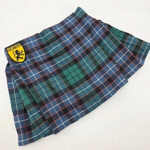 Sport Kilt Pleat Skirt Plaid Ancient Hunt Blue Green Tartan Scottish Irish Small